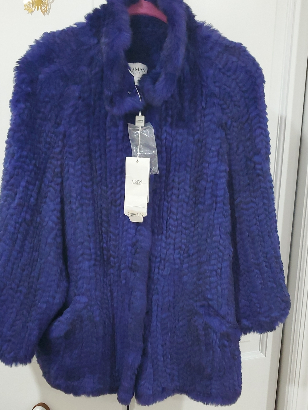Armani Exchange Deep Blue Faux Fur Teddy Jacket